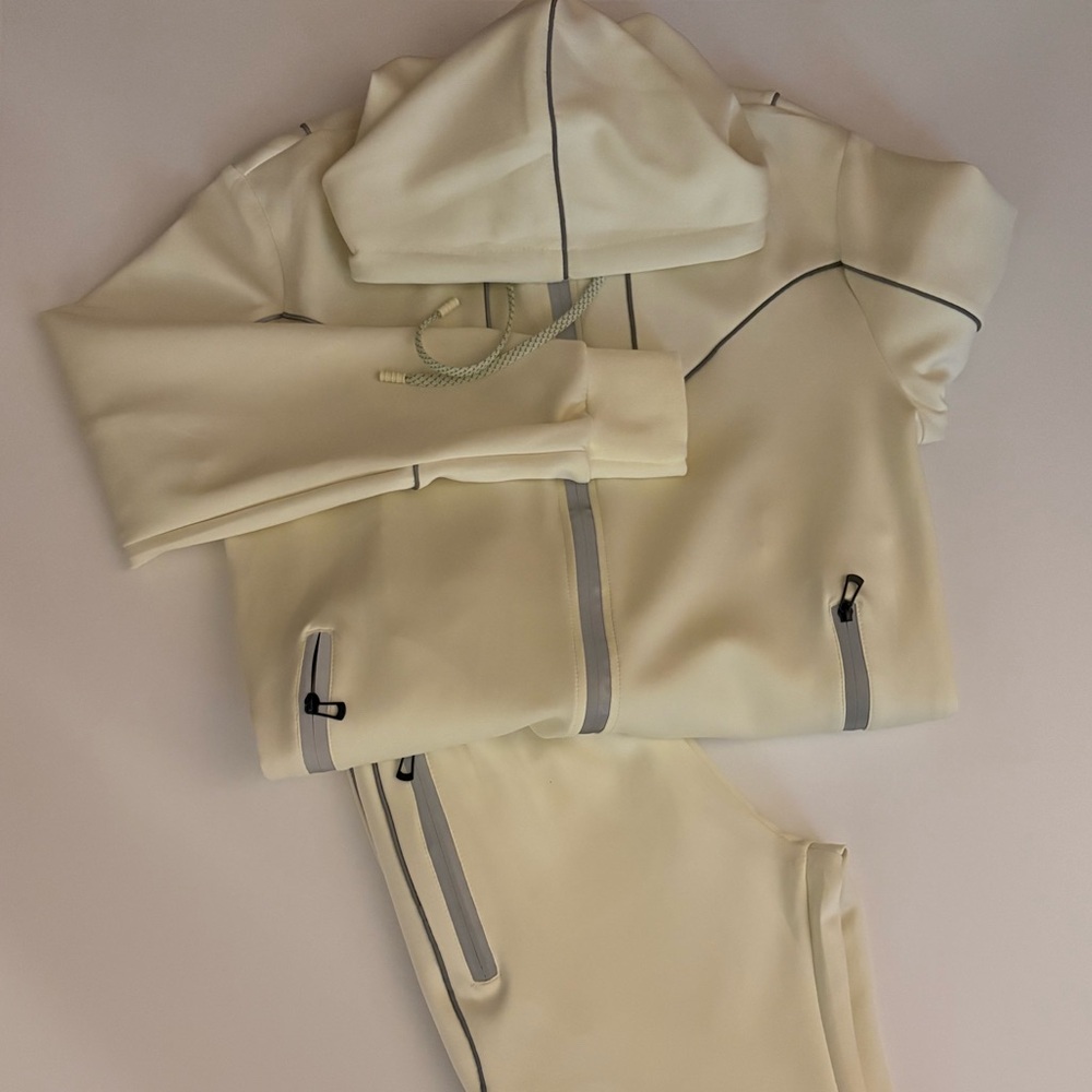 Men’s Cream Hooded Tracksuit with Glow in the Dark Accents